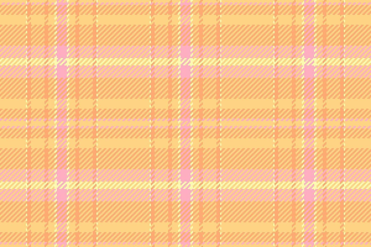 Warm, pastel plaid pattern in orange, pink and yellow. Ideal for backgrounds, textiles, designs. Cozy and inviting texture. Versatile, cheerful aesthetic. vector