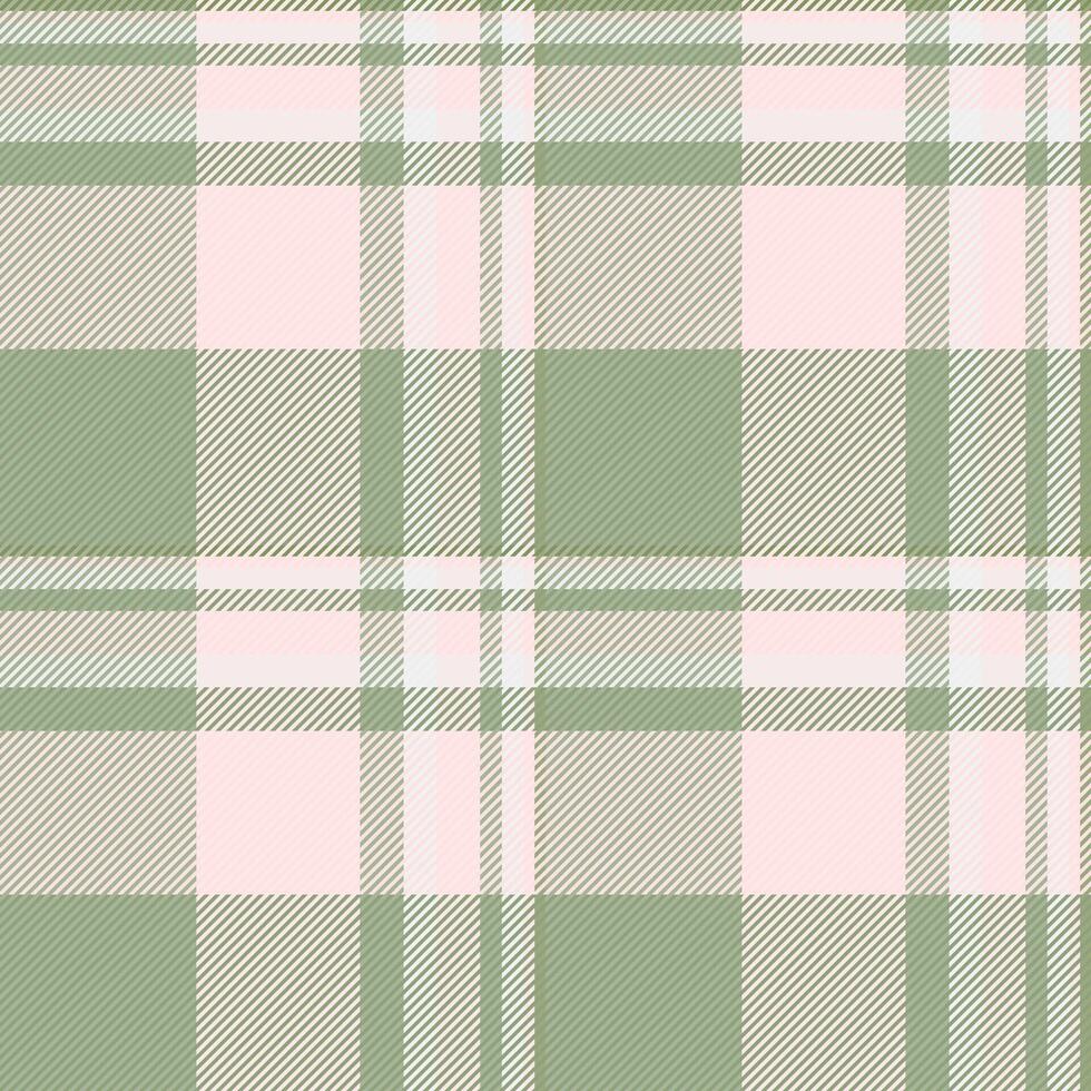 Elegant pale pink and sage green plaid pattern. Perfect for textile design, fashion, or website backgrounds. Subtle yet stylish, this repeating texture evokes a feeling of calm and sophistication. vector