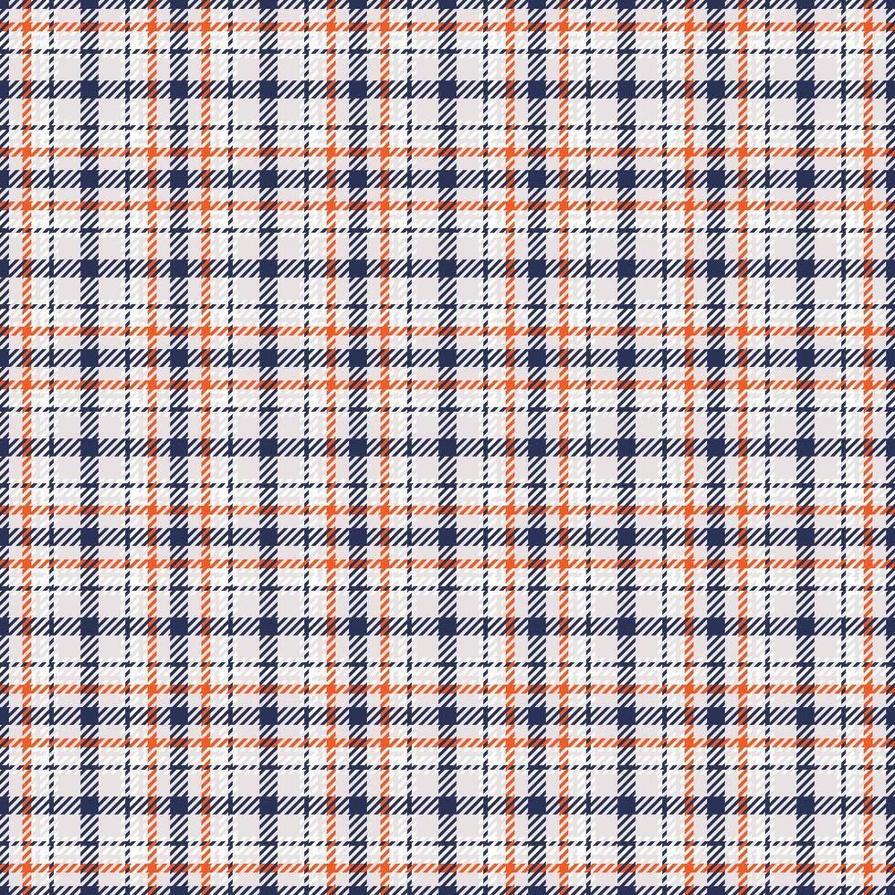Classic plaid pattern with orange and blue intersecting stripes on a neutral background. Ideal for textile design, backgrounds, or traditional themed projects. vector