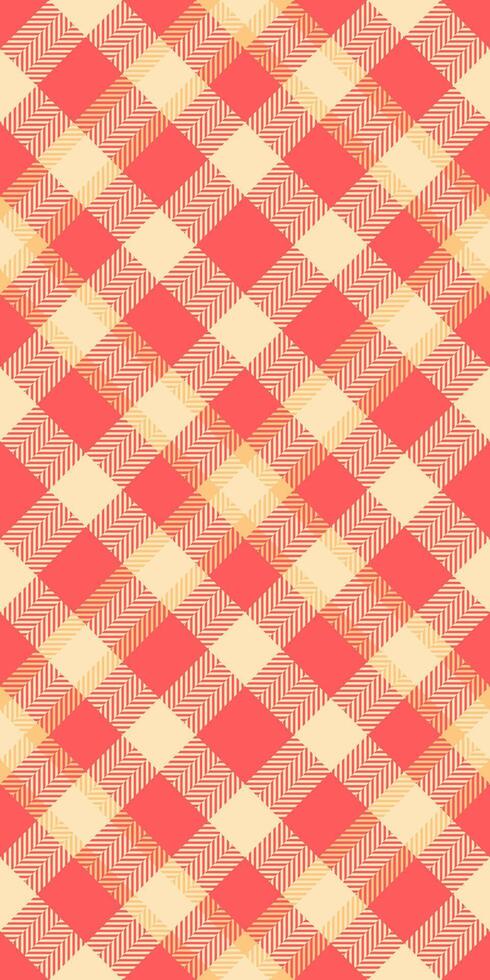 Vibrant coral and cream gingham pattern. Perfect for textile designs, website backgrounds, or crafting projects. This cheerful, textured check evokes feelings of warmth, comfort, and summer picnics. vector
