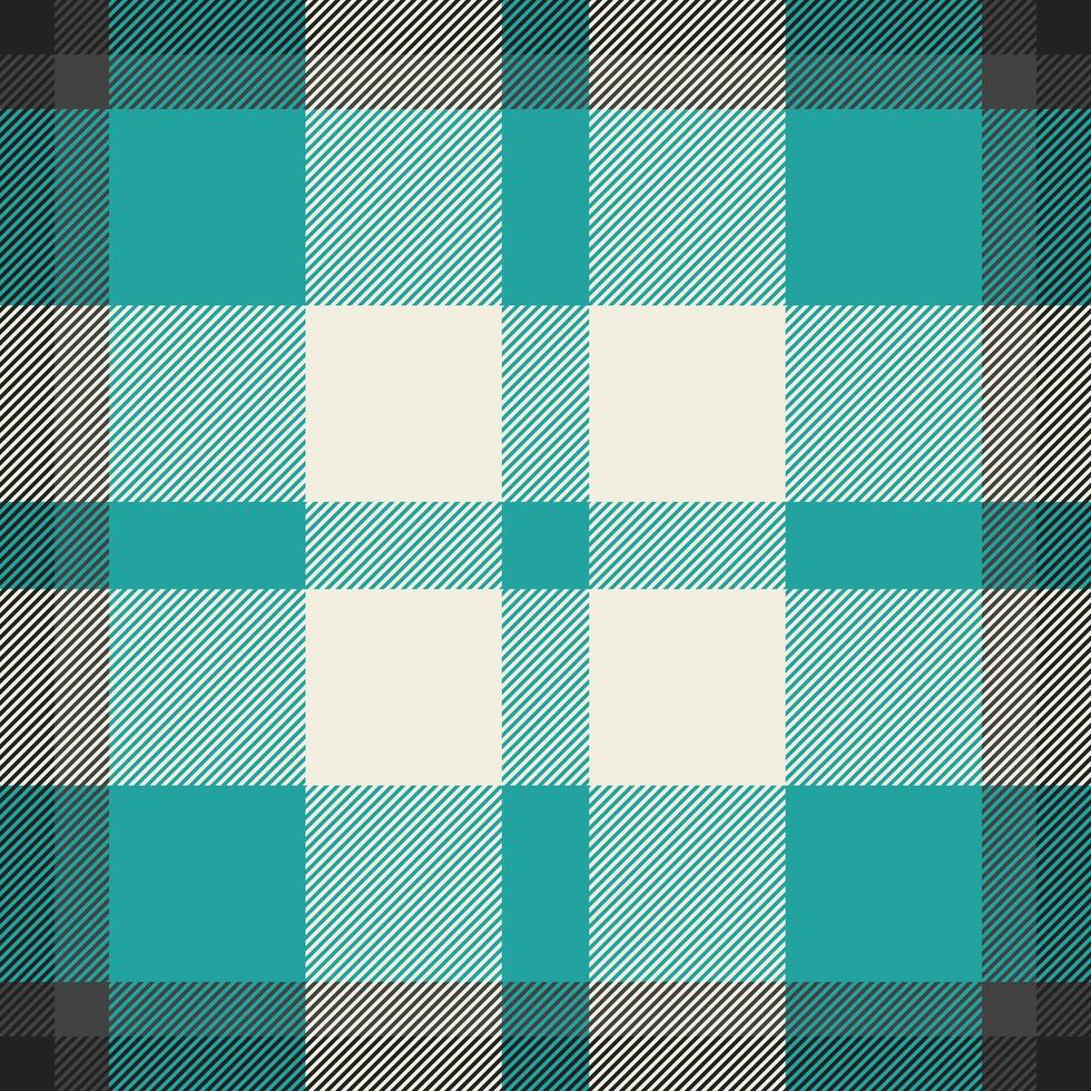 Classic plaid pattern in teal, beige and grey. Textile design for fashion, interiors, crafts. Versatile background texture with geometric appeal. vector