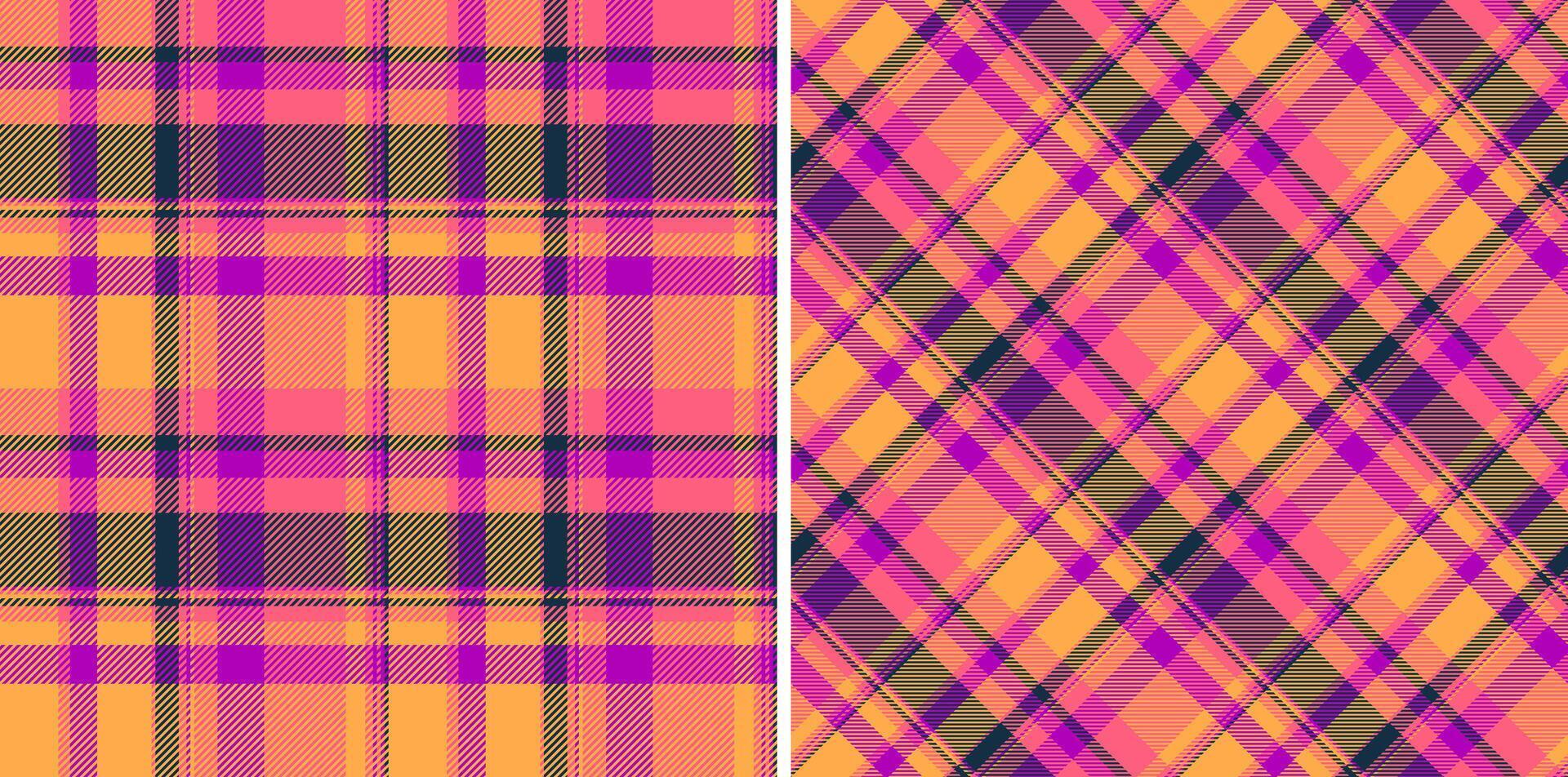 Vibrant dual plaid patterns in sunset hues. Perfect for textile design, fashion, websites, or autumnal projects. vector