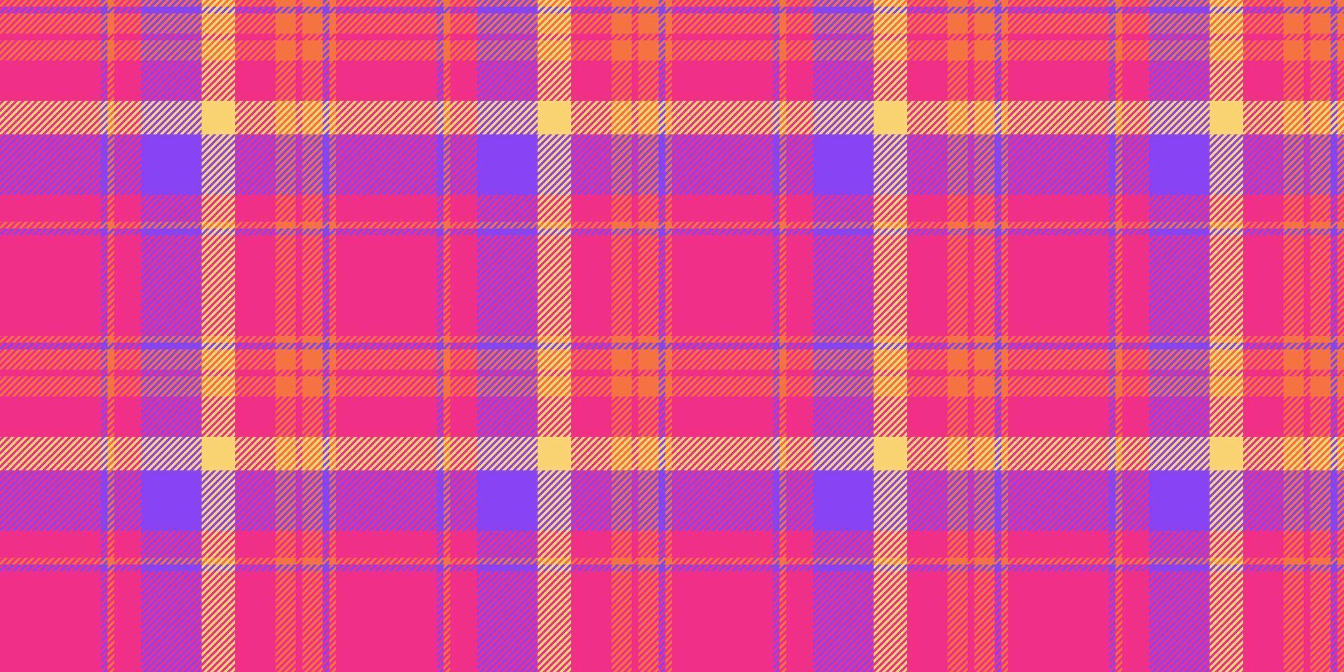 Vibrant pink, orange, and purple plaid pattern. Perfect for textile designs, fashion, websites, or as a cheerful background. vector