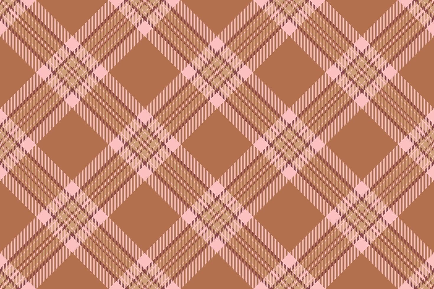 Elegant diagonal plaid pattern in soft brown and pink hues. Perfect for textile design, fashion, wrapping paper, or website backgrounds. vector