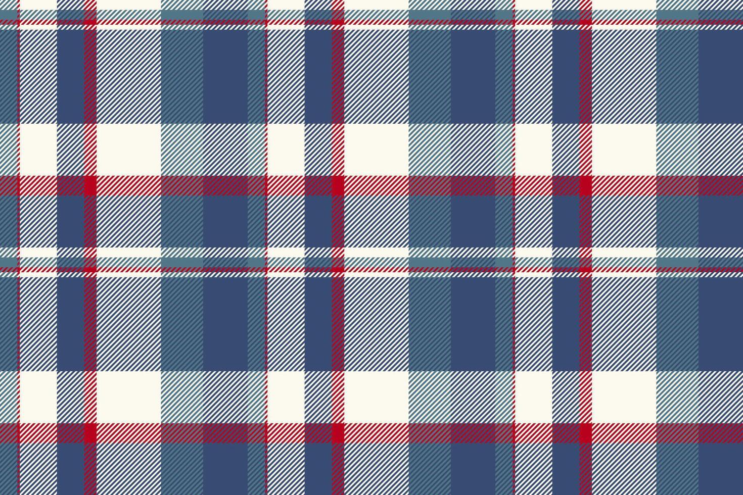 Classic plaid pattern in blue, red, and white. Perfect for textile designs, apparel, or website backgrounds. This seamless texture evokes a feeling of warmth and tradition. vector
