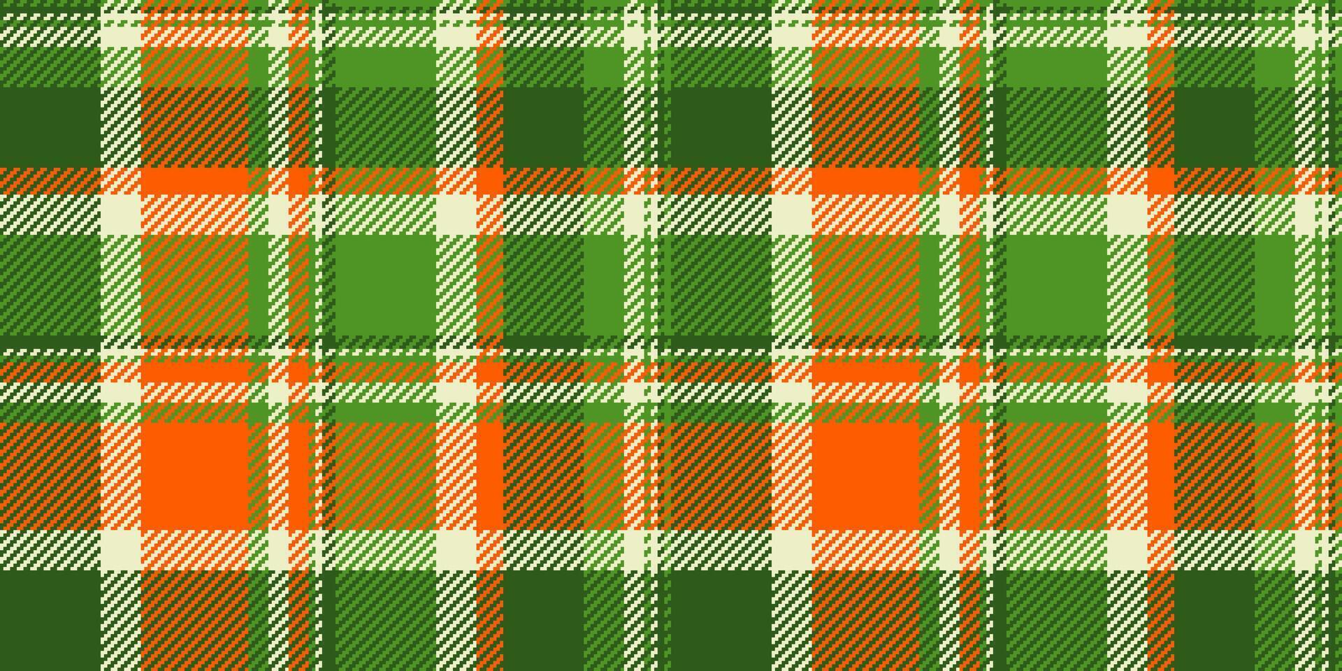 Vibrant green, orange, and cream plaid pattern. Perfect for textile design, autumnal themes, or rustic backgrounds. vector