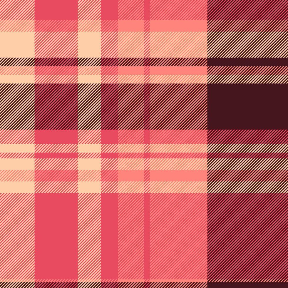 Vibrant coral and beige plaid pattern. Perfect for textile design, fashion, or website backgrounds. vector