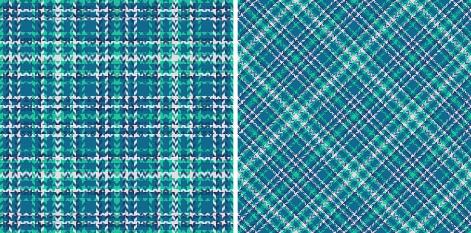 Dual teal and turquoise plaid patterns. Perfect for textile design, fashion, websites, and branding. Elegant geometric textures offer versatile design options. vector