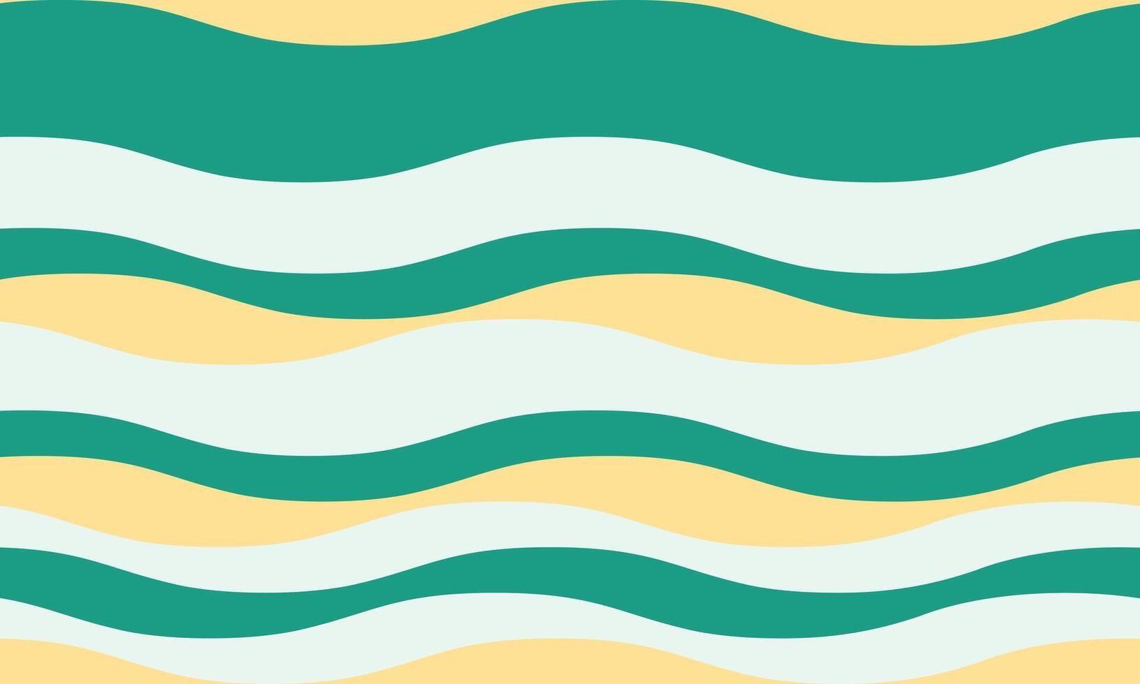 Abstract wavy stripes background in teal, pale yellow, and white. Perfect for website banners, social media posts, or textile design. Evokes feelings of calm, summer, and fluidity. vector