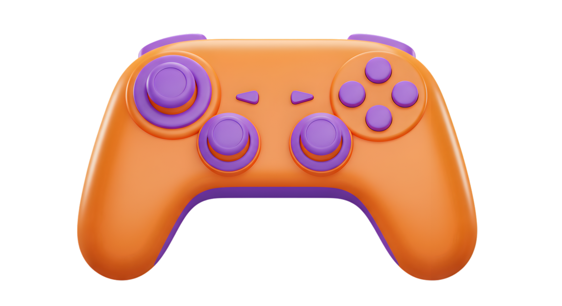 Vibrant Orange and Purple Gaming Controller 3D Render A Closeup View of a Modern Gamepad png