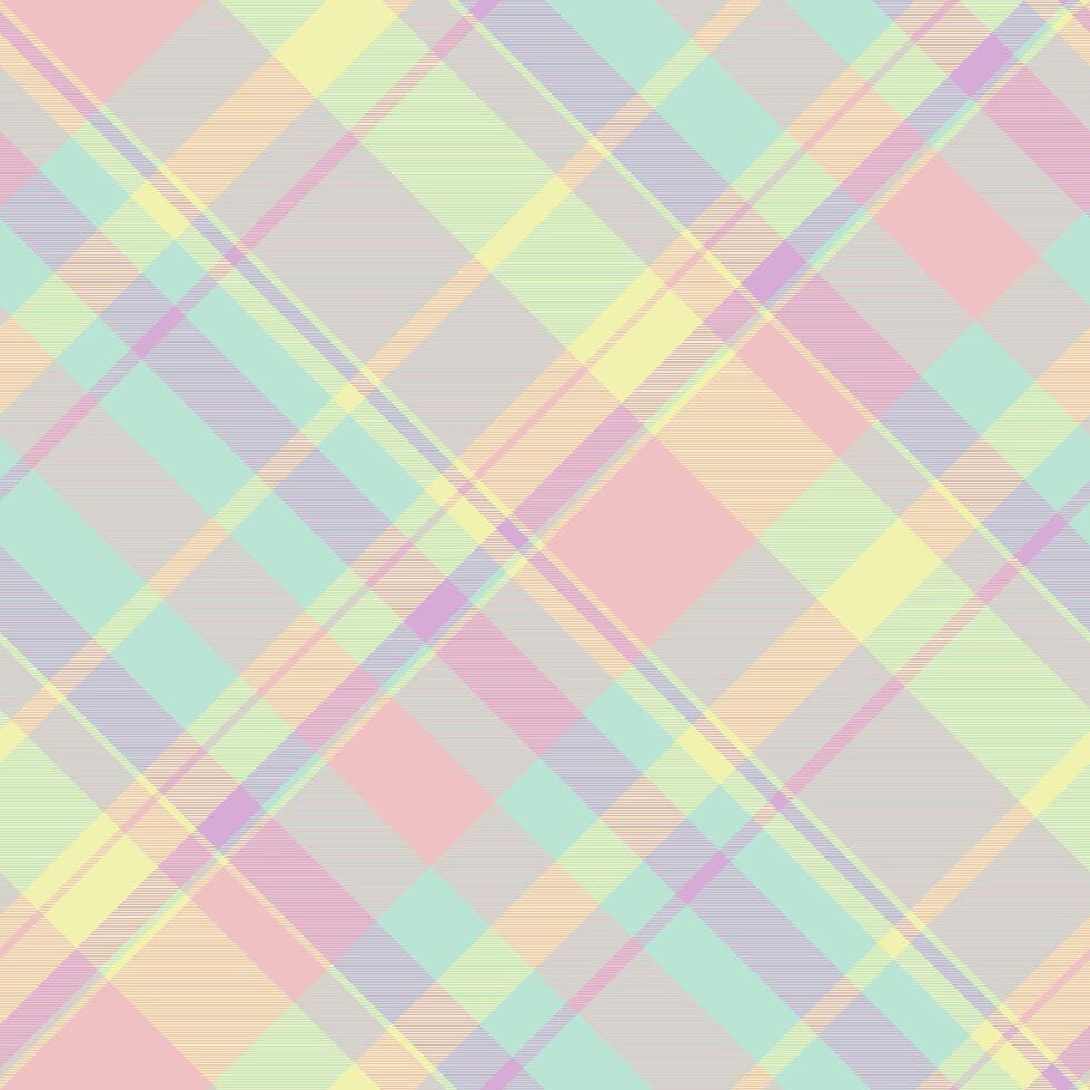 Checked plaid tartan pattern, down background seamless textile. Twill check fabric texture in light color. vector