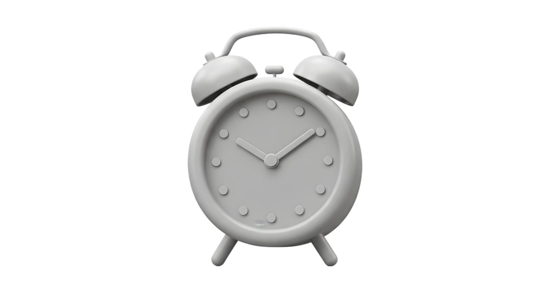 Classic Gray Alarm Clock 3D Render. A Timepiece Design for Modern Interiors png