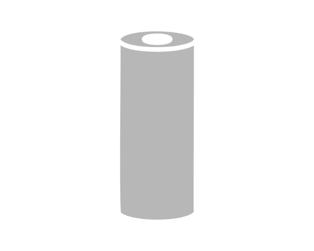 Simple grey cylinder with a white top, minimalist design. Perfect for representing storage, energy, or data concepts. Ideal for infographics, websites, apps, and presentations. vector