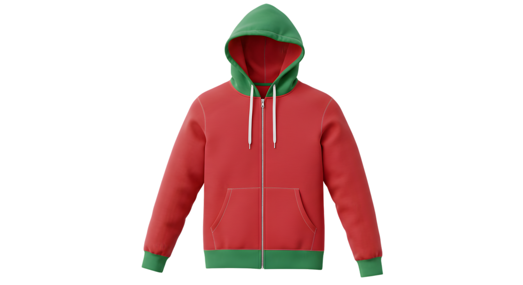Red and Green Zip-Up Hoodie. Stylish and Comfortable Apparel for Casual Wear png