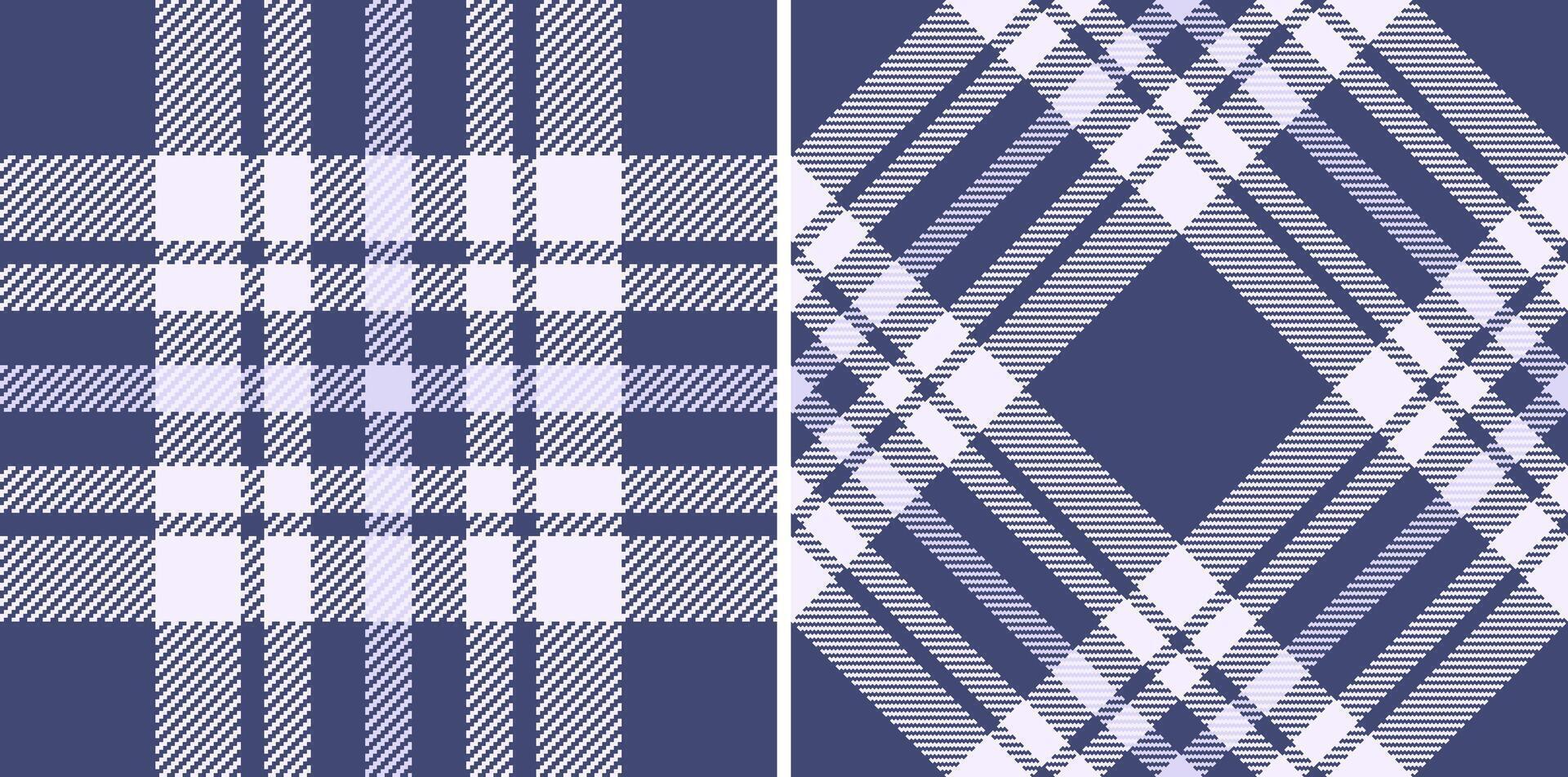 Classic tartan patterns, diagonally and straight, in two shades of blue. Ideal for background, textile design, or adding a touch of traditional elegance. vector