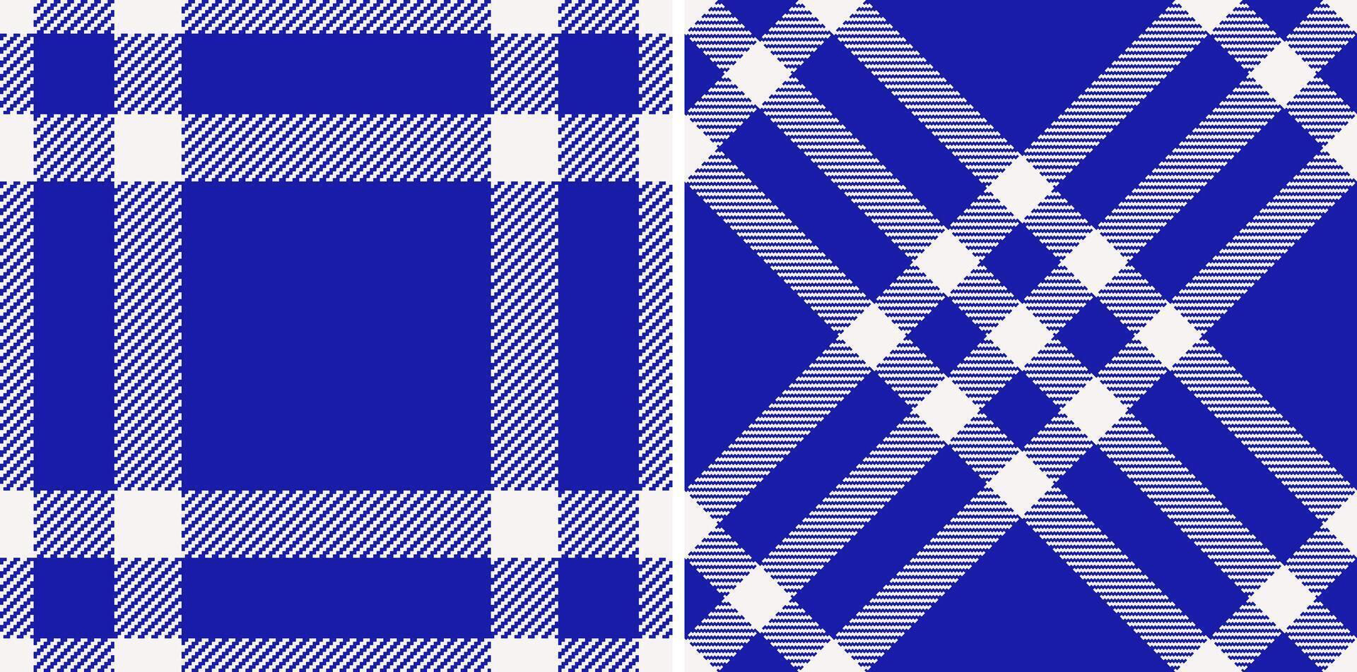 Classic plaid pattern design. A versatile checkered textile background in blue white, suitable for various applications. Timeless aesthetic, appealing, fashion. vector