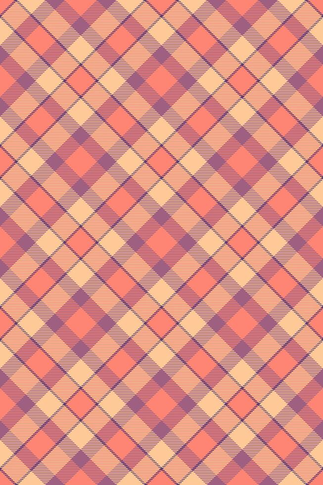 Variety background check tartan, blanket textile seamless. Stroke fabric plaid texture pattern in salmon and orange colors. vector
