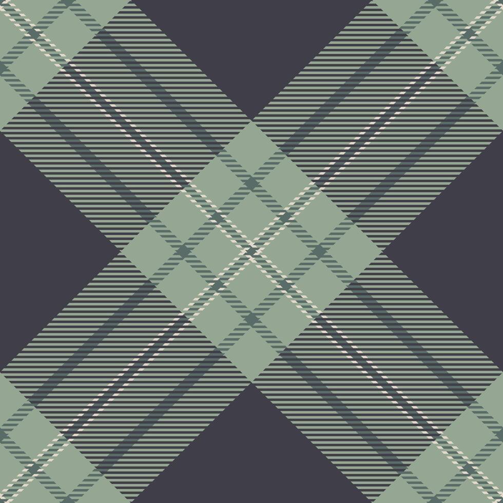 Stylish sage green and charcoal gray plaid pattern. Diagonal lines create a dynamic, modern feel. Perfect for textile design, website backgrounds, or fashion projects. vector