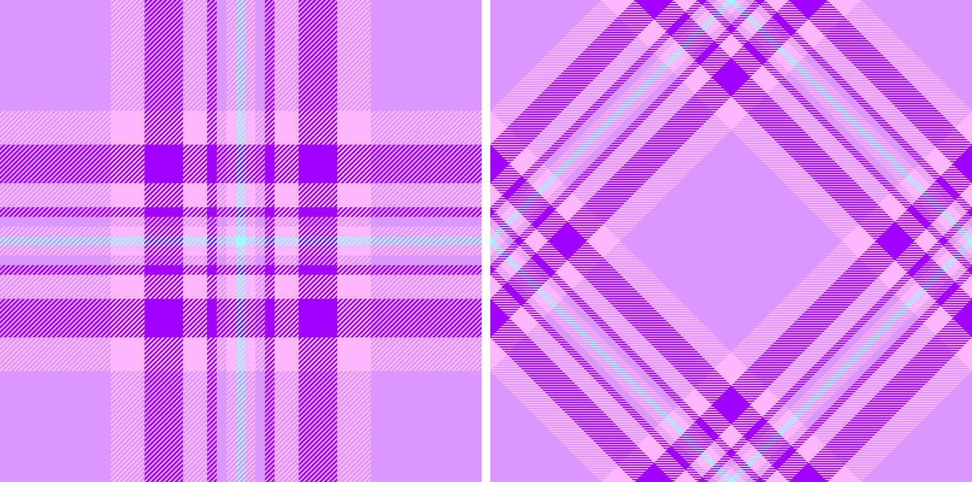 Vibrant lilac plaid pattern design, featuring intersecting lines creating a classic, yet modern aesthetic. Ideal for backgrounds, textiles, and creative projects. vector