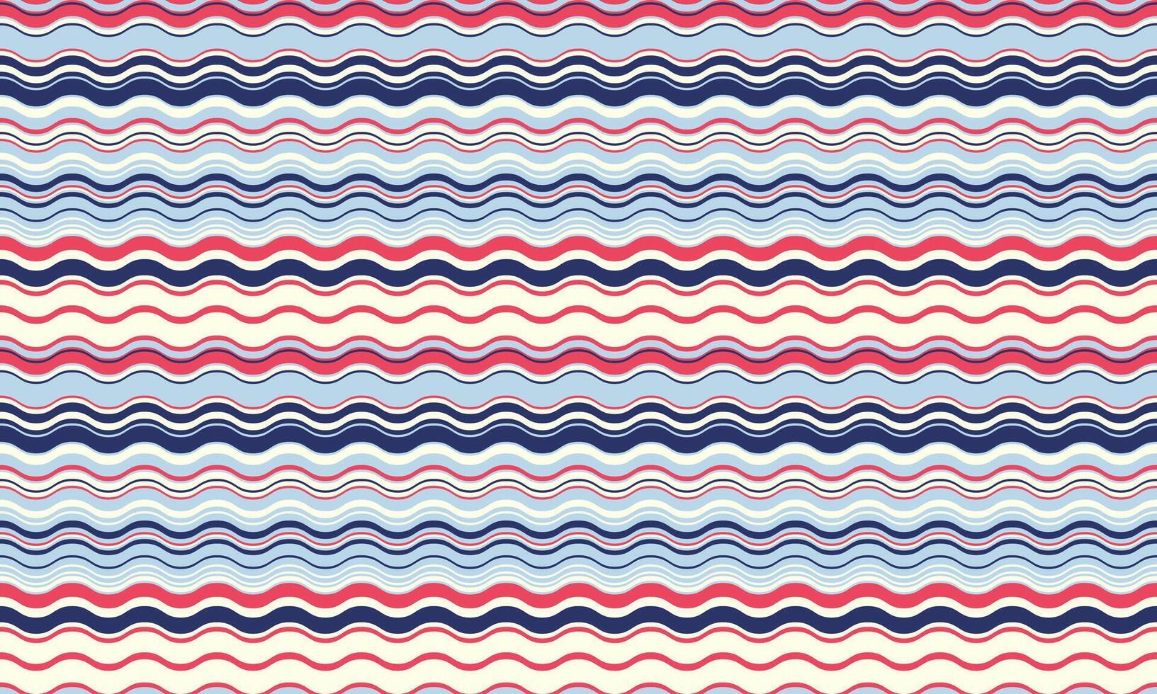 Vibrant wavy stripes in pastel blues, pinks, and navy create a cheerful, seamless pattern. Perfect for textile design, website backgrounds, or any project needing a playful, summery feel. vector