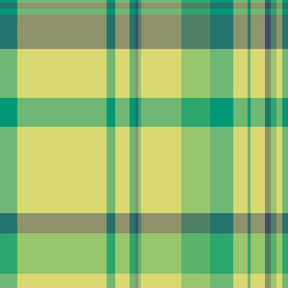 Clean, versatile plaid pattern in shades of green and yellow. Abstract, simple design ideal for backgrounds, textiles, or web design. Fresh modern aesthetic. vector