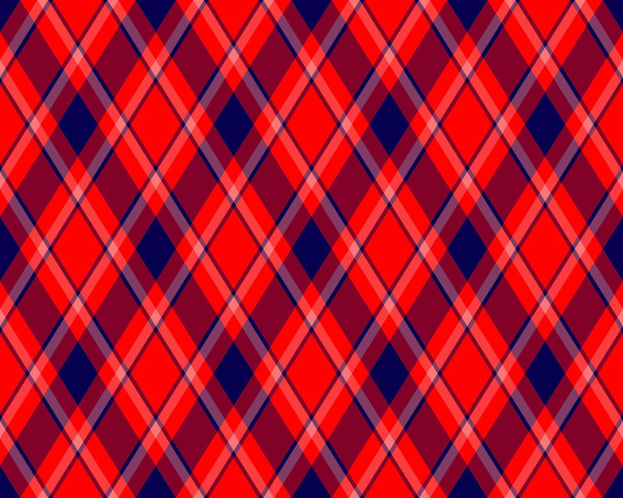 Vibrant red and navy diagonal plaid pattern. Perfect for textile design, web backgrounds, or festive projects. vector
