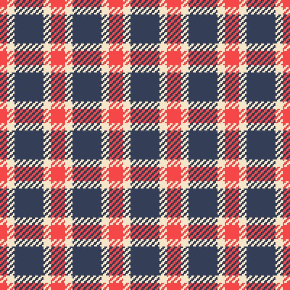 Vibrant red and navy plaid pattern, perfect for textile design, apparel, or website backgrounds. This seamless texture evokes feelings of warmth and comfort, ideal for autumn or winter themes. vector