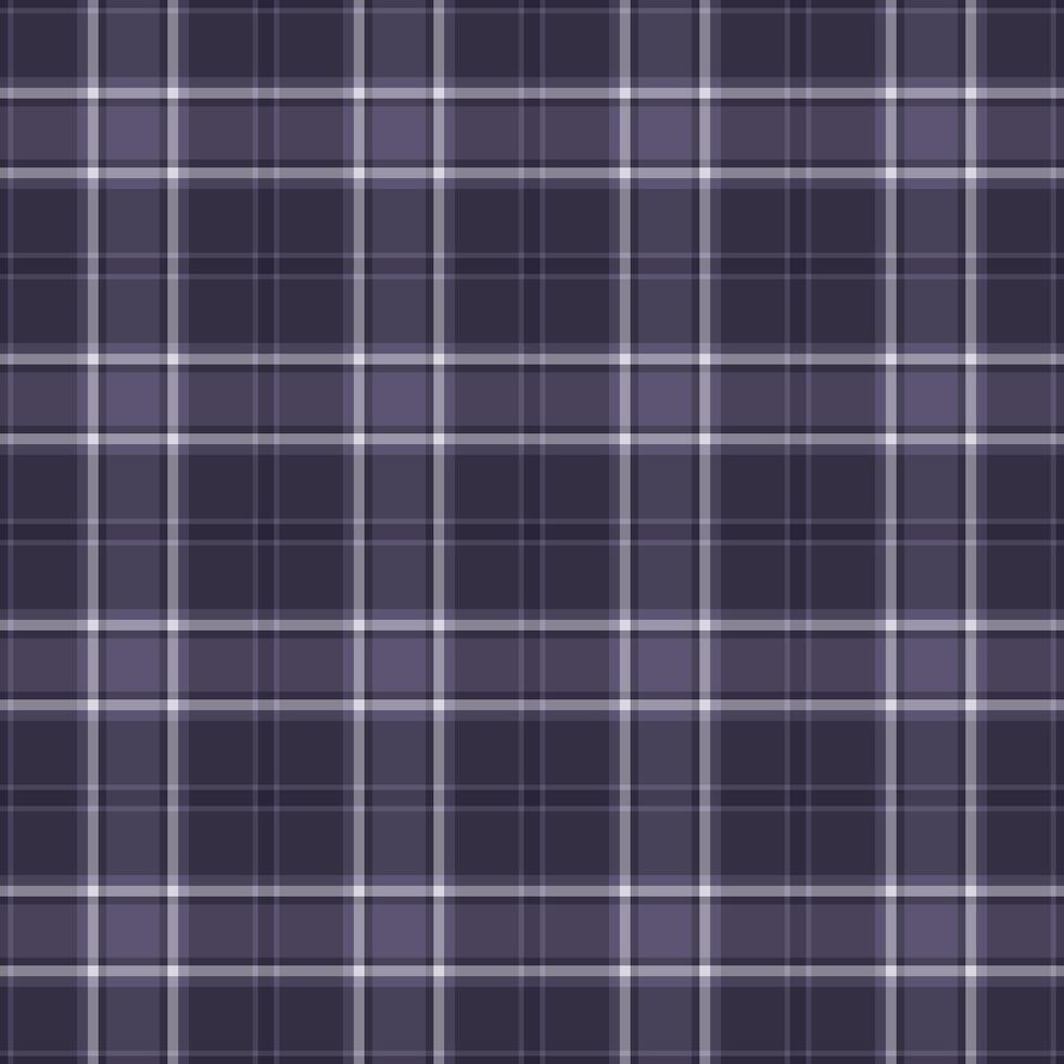 Classic plaid pattern. Deep navy with crisp white lines. Seamless texture ideal for backgrounds, textiles, or design accents. Elegant and timeless appeal. vector