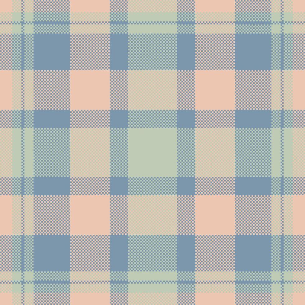 Pixelated plaid pattern with soft, pastel hues. A versatile, repeating backdrop for digital designs, websites, textiles, or crafting projects. Timeless stylish. vector