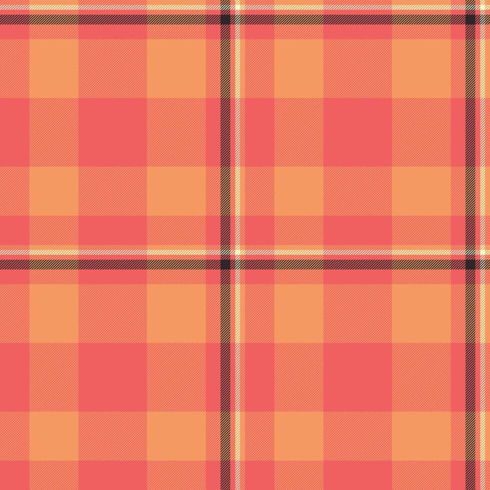Warm plaid pattern in peach and coral hues. Ideal for backgrounds, textiles, or design elements. Cozy, stylish, and versatile. Adds a touch of rustic charm. vector