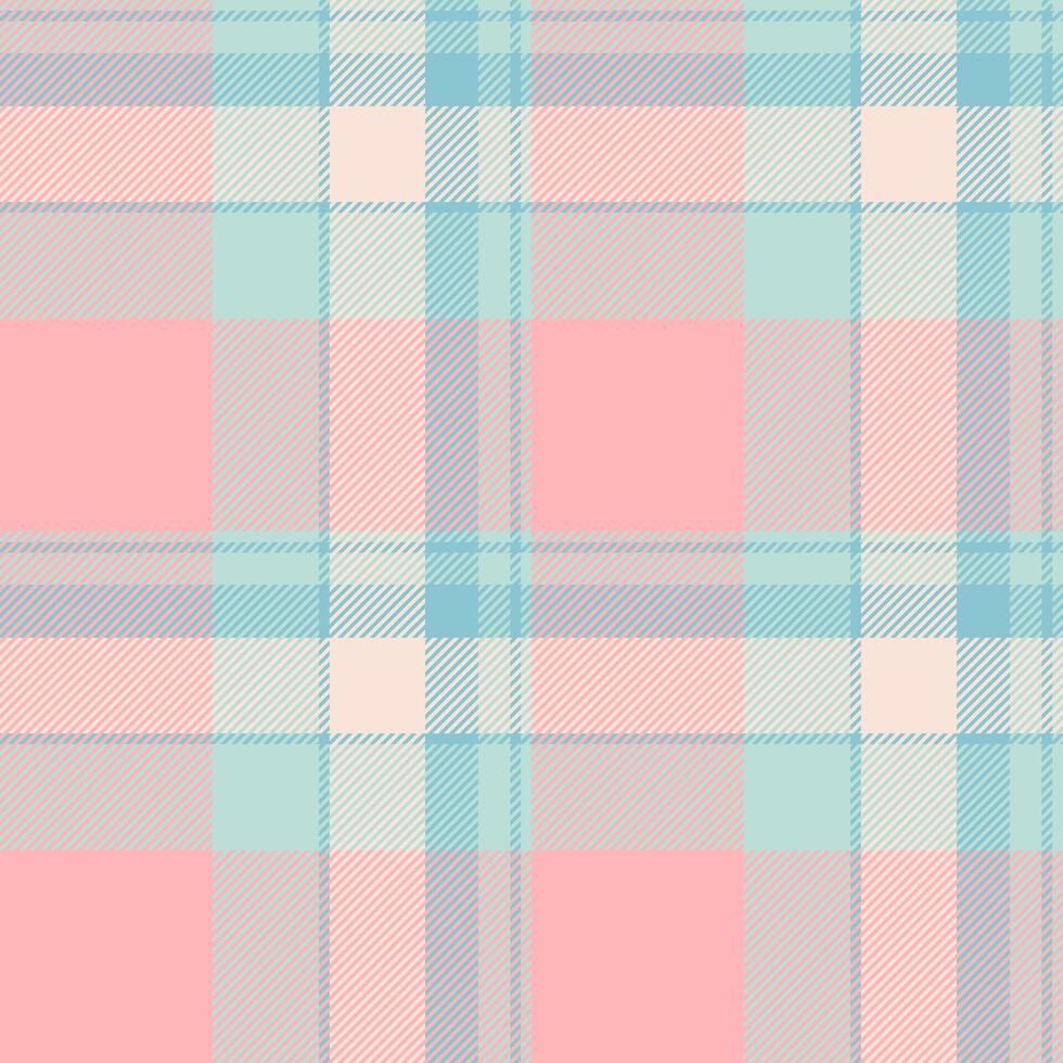 Sweet pastel pink, blue, and cream plaid pattern. Ideal for textile design, backgrounds, scrapbooking, and feminine branding. vector