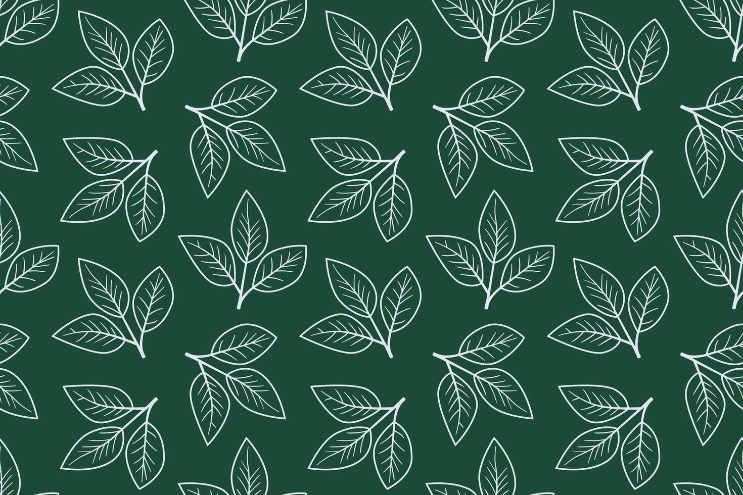 Elegant seamless pattern of stylized leaves on a deep green background. Perfect for textile prints, wallpaper, website design, or any project needing a touch of natural, minimalist sophistication. vector