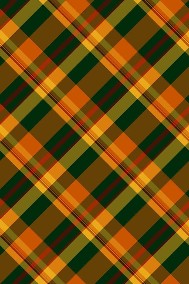 Vibrant autumnal plaid pattern in warm, earthy tones. Perfect for fallthemed designs, textile prints, website backgrounds, or crafting projects. vector