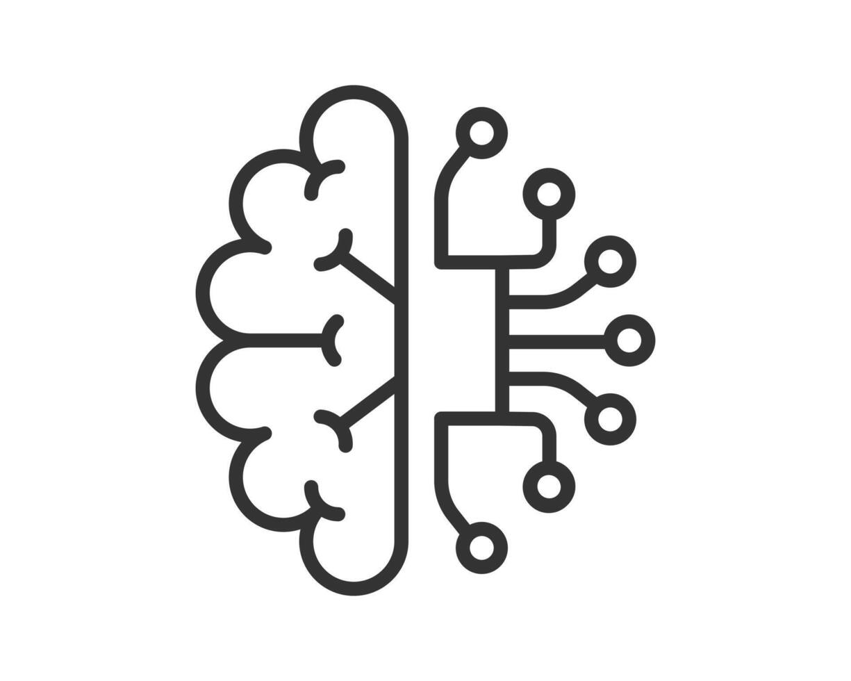 Braincomputer interface icon. Concept for artificial intelligence, machine learning, and technology. Minimalist design. Use for science, innovation, and education. vector