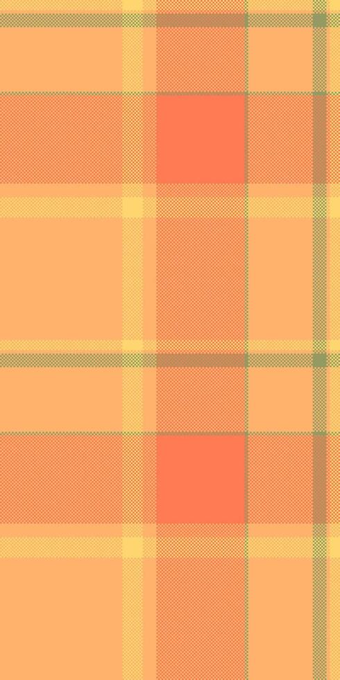 Warm, autumnal plaid pattern in soft orange and yellow hues. Perfect for textile design, fallthemed projects, or creating a cozy, rustic aesthetic. vector