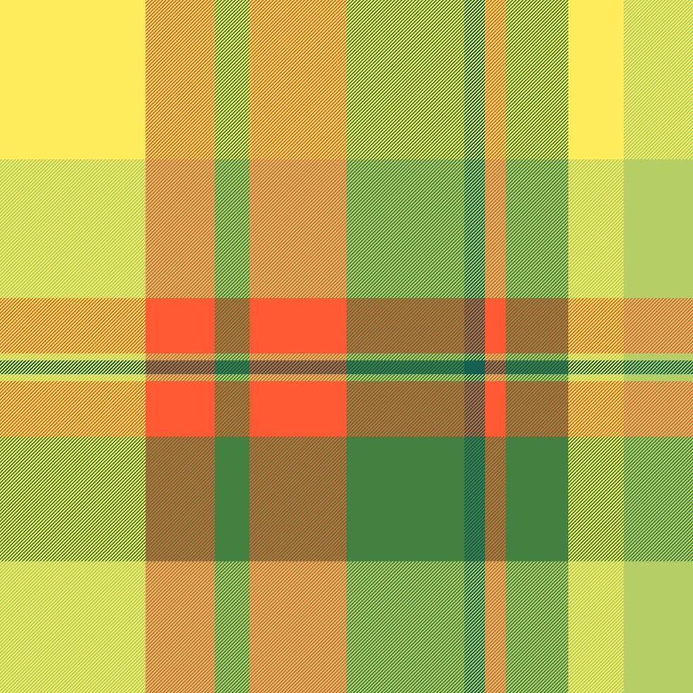 Vibrant plaid pattern in hues of green, yellow, orange. A versatile background evoking warmth, autumn, and cozy textures. Ideal for design creative projects. vector