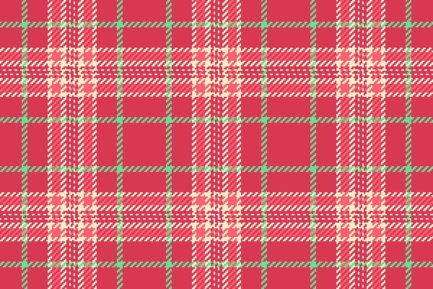 Festive plaid pattern. Seamless, traditional Scottish tartan design in red, cream, and green. Ideal for backgrounds, textiles, or seasonal projects. vector