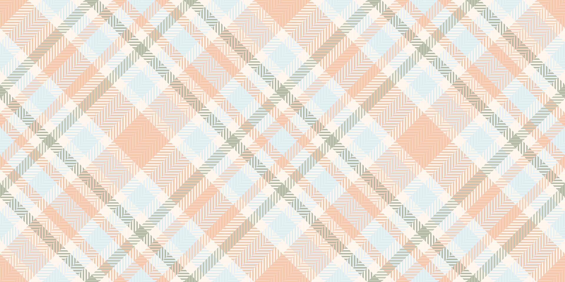 Subtle pastel plaid pattern in peach, light blue, and beige. Perfect for textile designs, website backgrounds, or crafting projects. Evokes a feeling of calm and serenity. vector