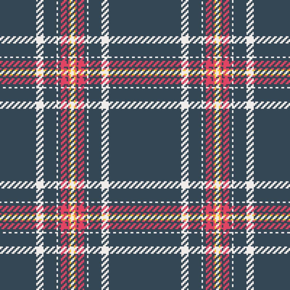 Vibrant plaid pattern in navy, white, red, and yellow. Perfect for textile design, fashion, or autumnal themed projects. vector
