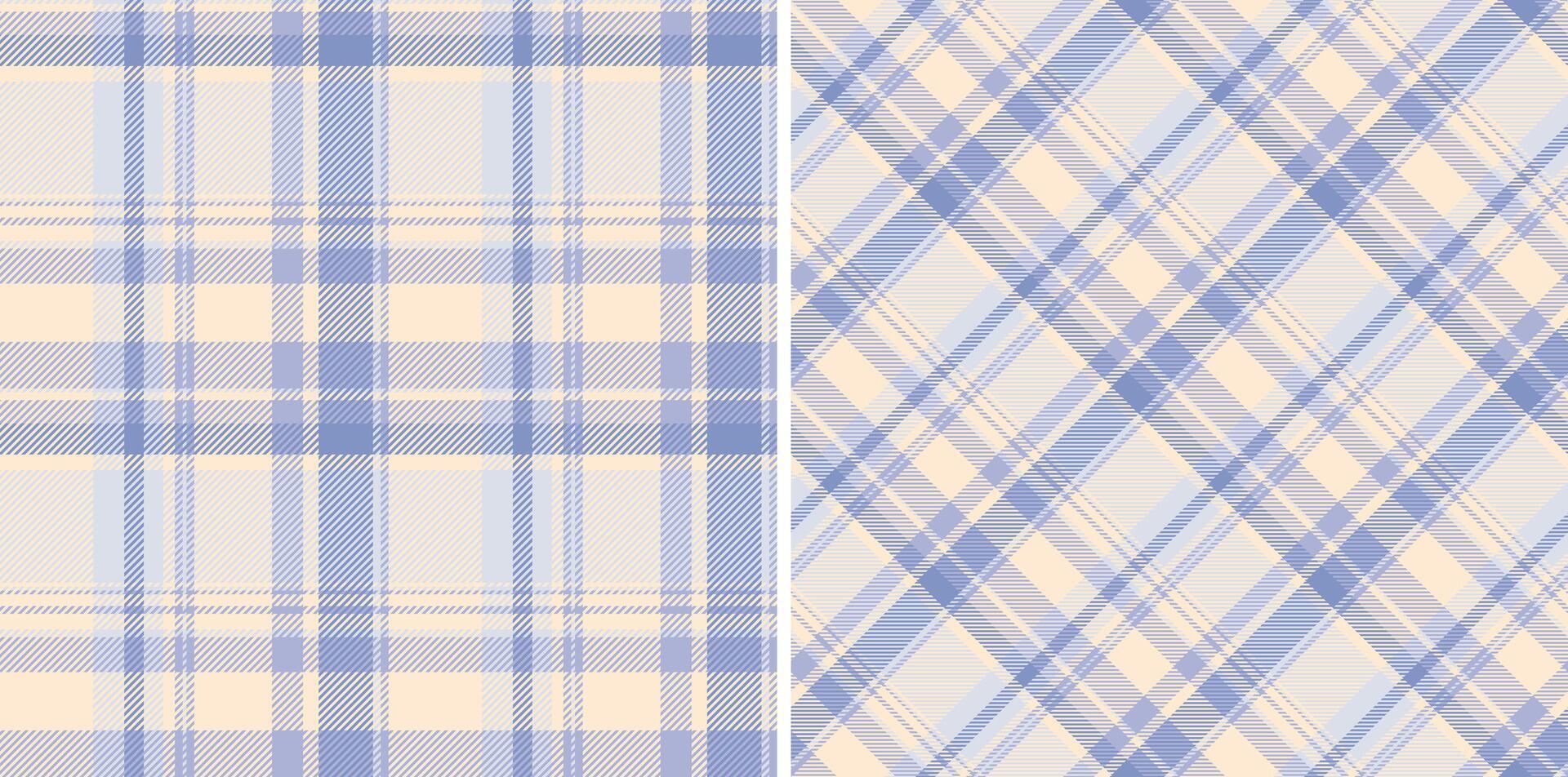 Pastel plaid patterns two seamless textures in soft blue and cream. Perfect for textile design, fashion, scrapbooking, and website backgrounds. vector