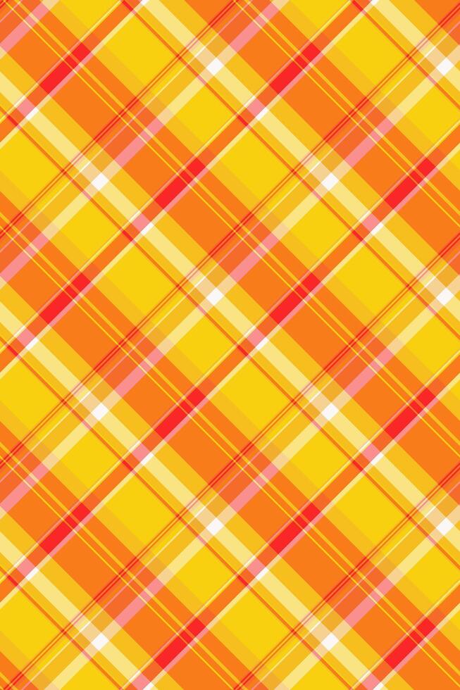 Spanish tartan textile plaid, tweed texture background. Shabby check fabric pattern seamless in orange and amber colors. vector