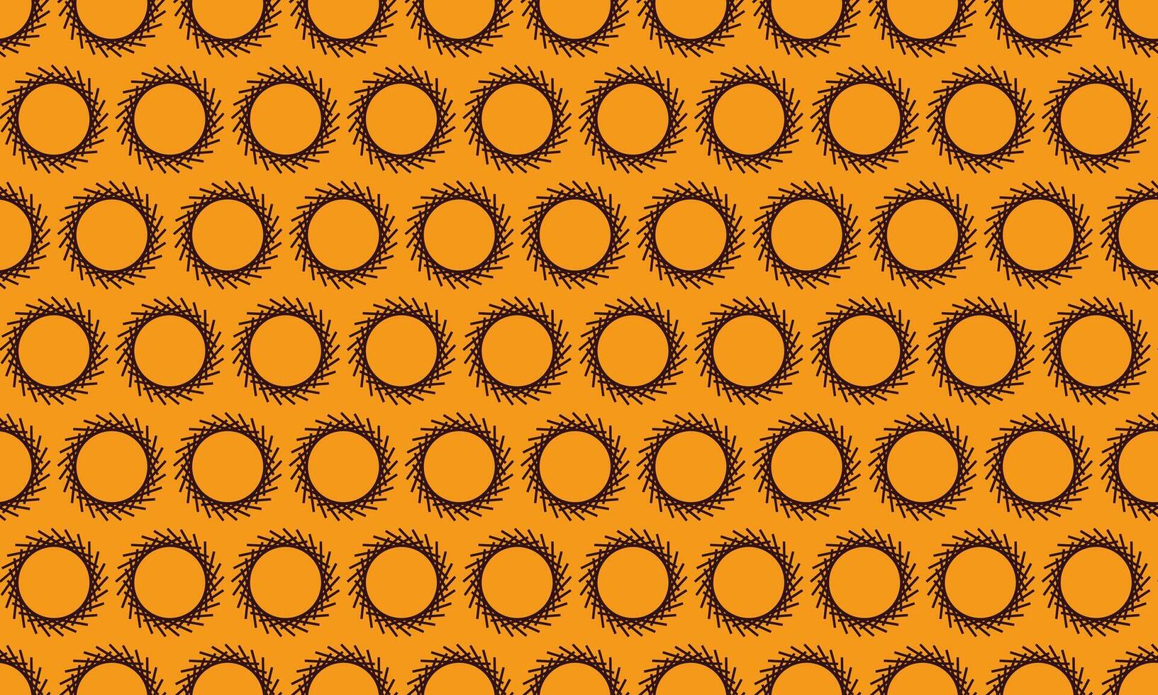 Vibrant orange background featuring a repeating pattern of stylized suns or cogs. Ideal for website banners, textiles, or any project needing a bold, geometric design. vector