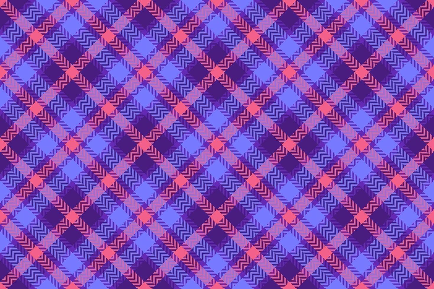 Vibrant diagonal plaid pattern in shades of purple and coral. Perfect for textile design, website backgrounds, or fashion projects. vector