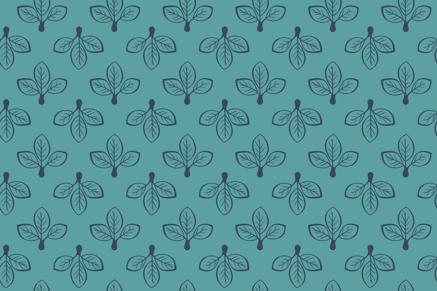 Elegant teal leaf pattern. Perfect for textile design, wallpaper, wrapping paper, or website backgrounds. Simple, repetitive design evokes nature and tranquility. vector