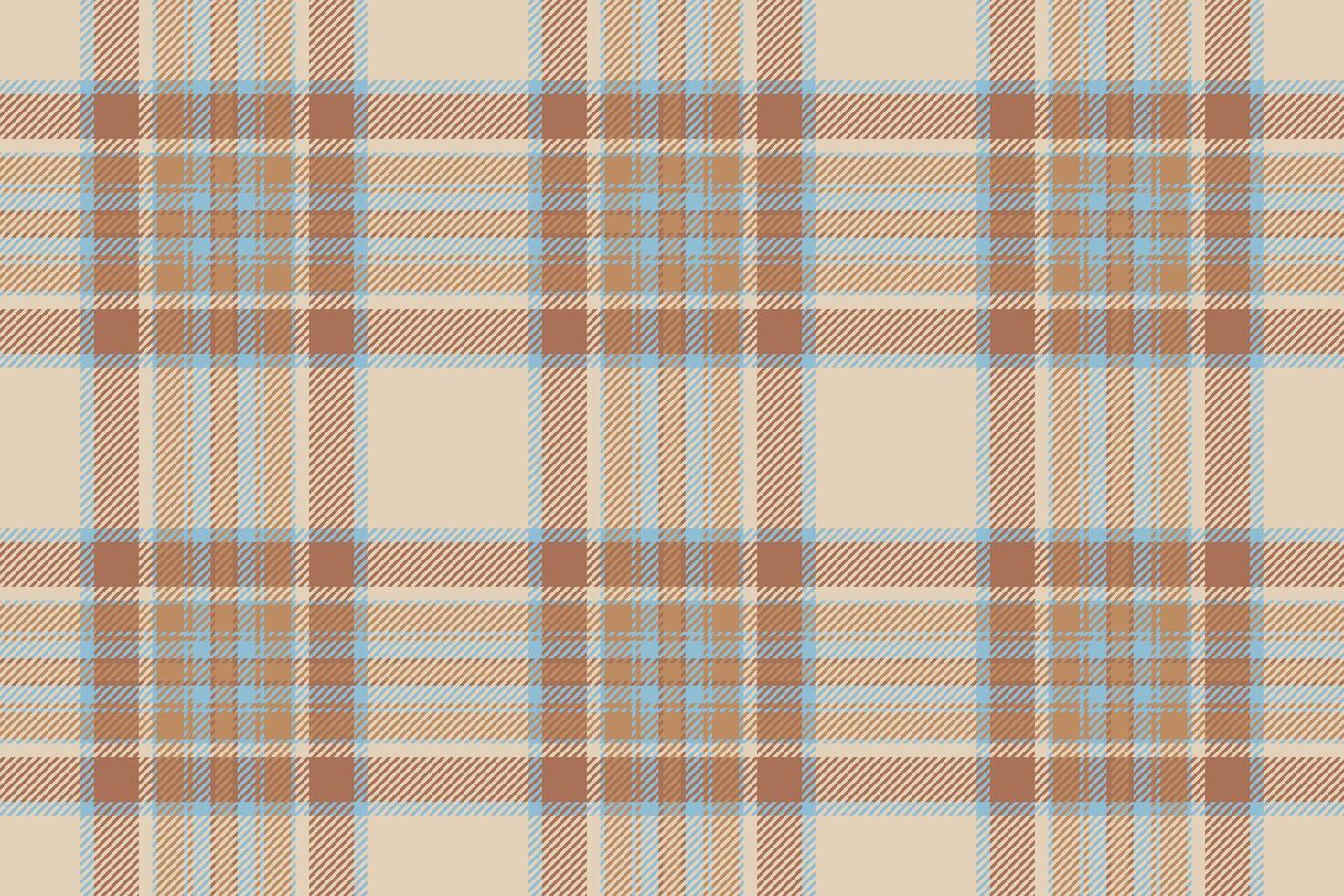 Seamless plaid pattern. Classic tartan print in neutral beige, brown and blue tones. Ideal for backgrounds, textiles, fashion, and traditional design projects. vector