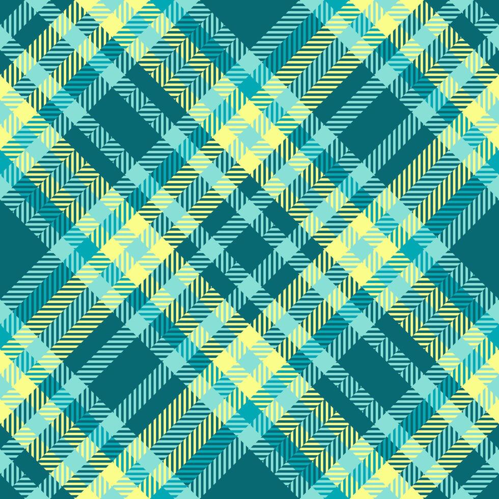 Vibrant teal, pale blue, and yellow plaid pattern. Perfect for textile design, fashion, websites, or branding. This cheerful, modern design evokes feelings of freshness and optimism. vector
