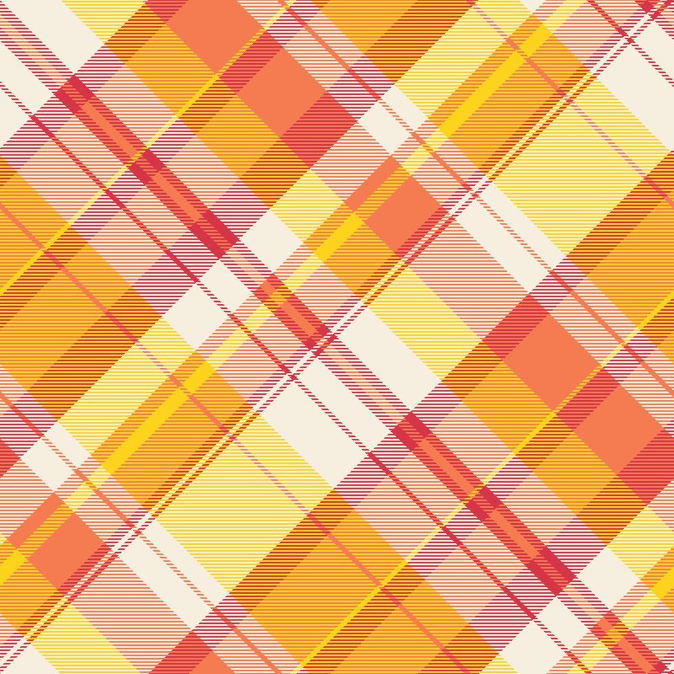 Color seamless background tartan, official check textile pattern. Adorable texture fabric plaid in light and orange colors. vector