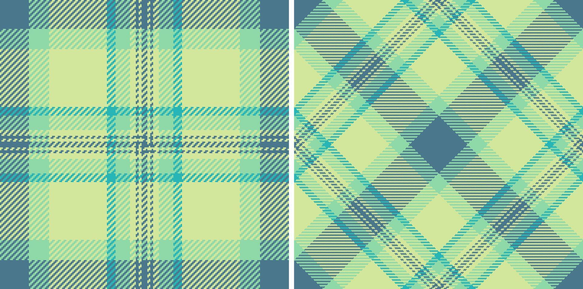 Two stylish pastel plaid patterns. Perfect for textile design, fashion, wallpaper, or website backgrounds. Offers a fresh, modern take on classic plaid, conveying a sense of calm and sophistication. vector