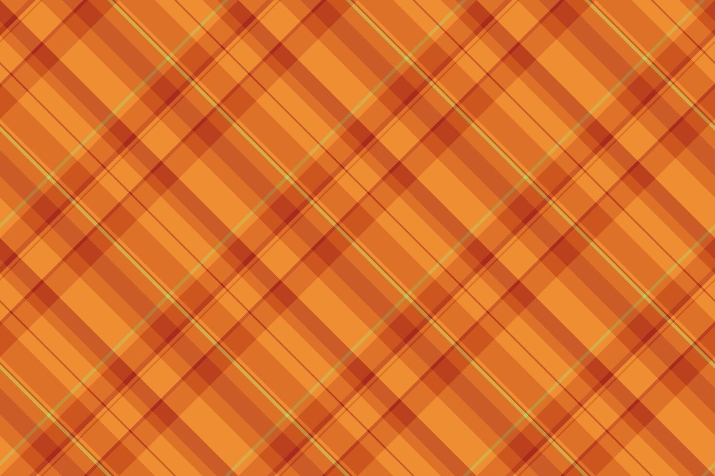 Vibrant autumnal plaid pattern. Warm orange and red tones create a cozy, rustic feel, perfect for fallthemed designs, textile prints, or website backgrounds. vector