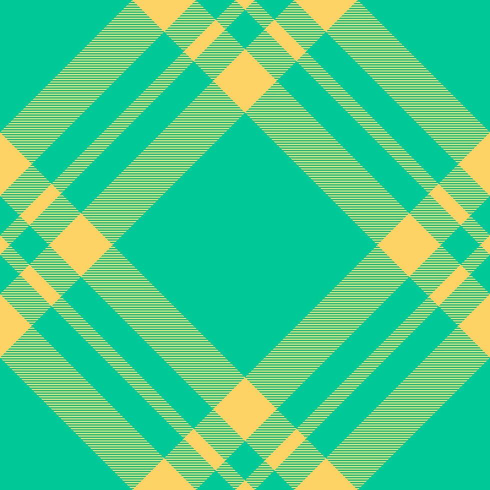 Vibrant plaid pattern in teal and gold. A modern twist on classic tartan. Ideal for backgrounds, textiles, or festive designs. Creates a striking, textured look. vector